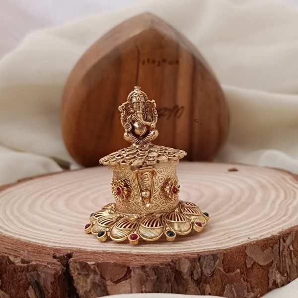 Multi Stones Ganesha Kumkum Box