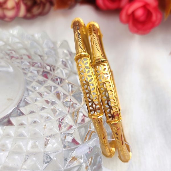 Gold Plated Flower Design Bangles