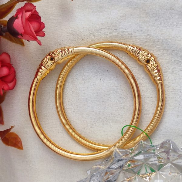 Gold Plated Elephant Face Bangles