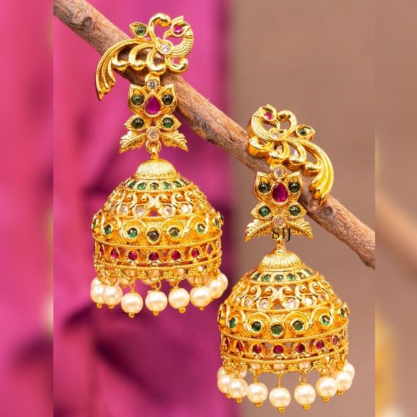 Imitation Gold Plated AD Stone Jhumkas