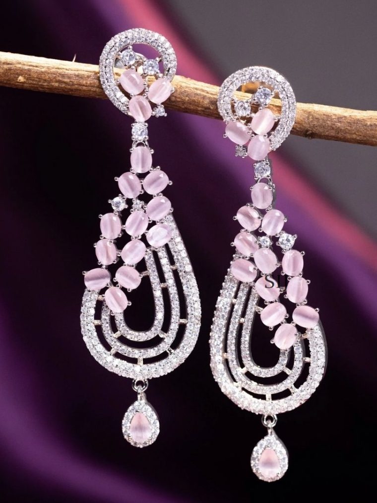 Artificial Baby Pink AD Stone Earrings