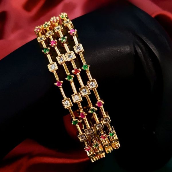 Traditional Gold Alike AD Stones Bangles