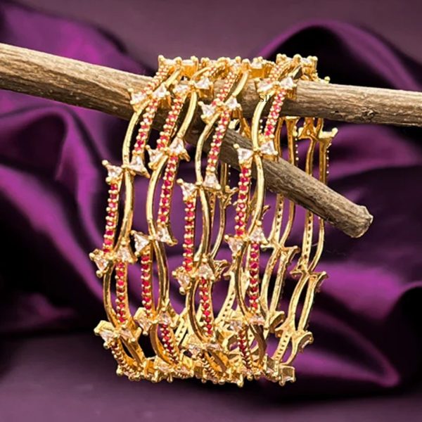 Imitation Red and AD Stones Bangles