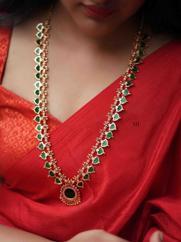 Traditional Palakka Mango Design Long Necklace