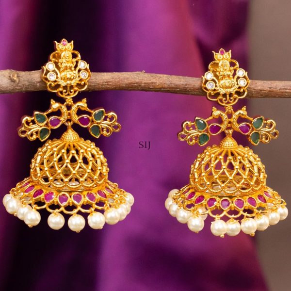 Artificial Pearl Drop Peacock Design Jhumkas