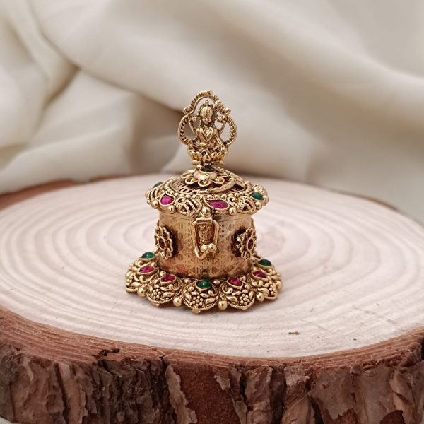 Gold Plated Lakshmi Design Kumkum Box