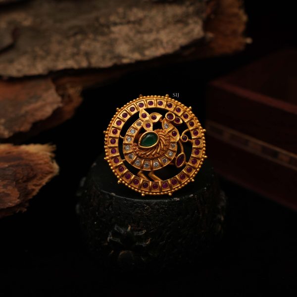 Antique Multi Stones Peacock Finger Ring