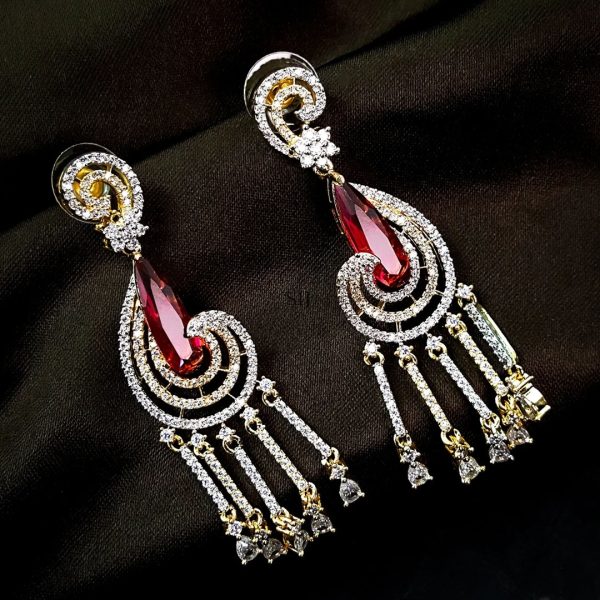 Imitation AD Studded Red Stone Earrings