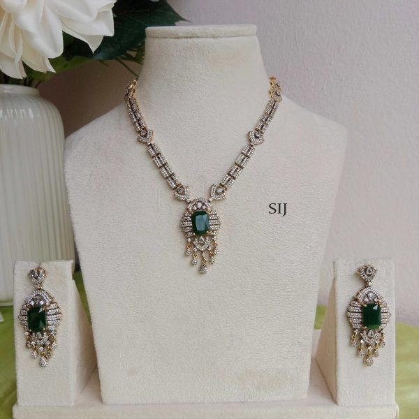 Imitation Victorian Necklace With Emerald Pendant