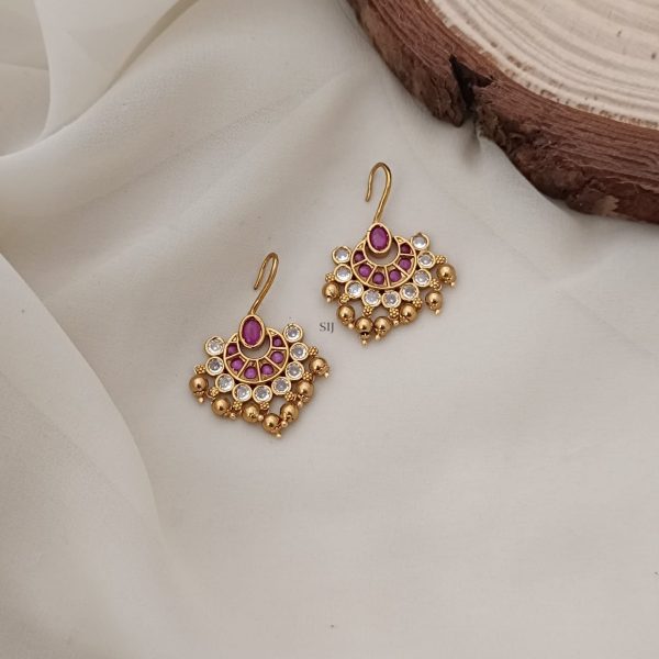 Multi Color Stones Chand Bali Hook Earrings