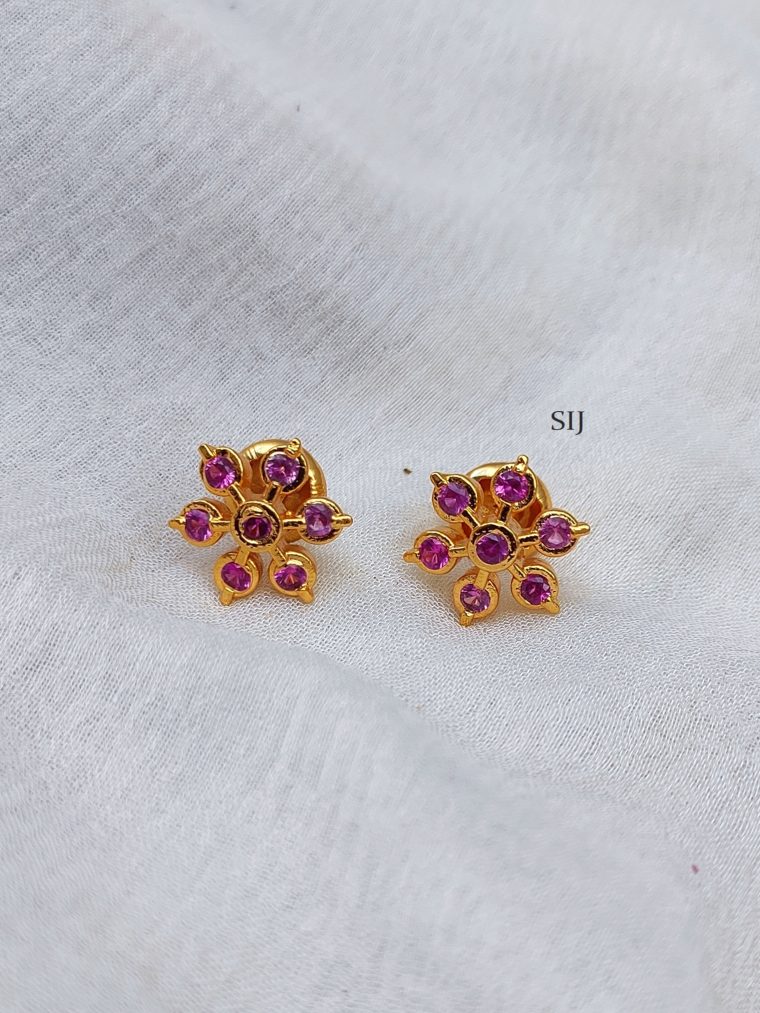 Traditional Rose Stones Diamond Replica Ear Studs