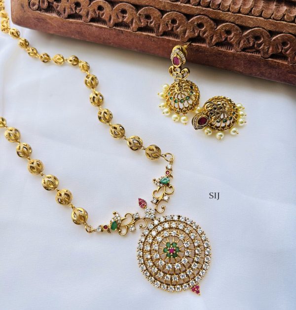 Traditional Ball Haram With AD Pendant Set