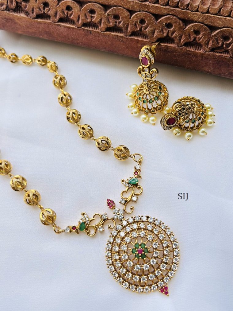 Traditional Ball Haram With AD Pendant Set