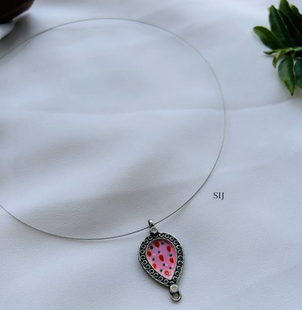 Artificial Strawberry Pendant German Silver Invisible Necklace