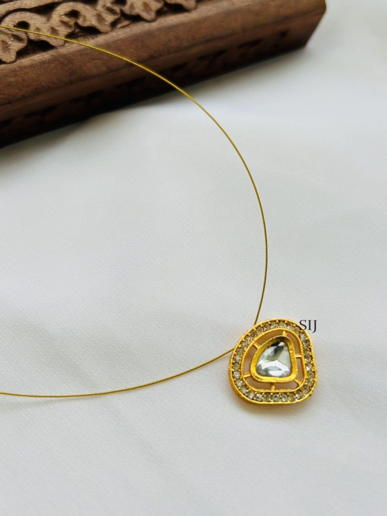 Traditional Diamond Shaped Kundan Invisible Necklace