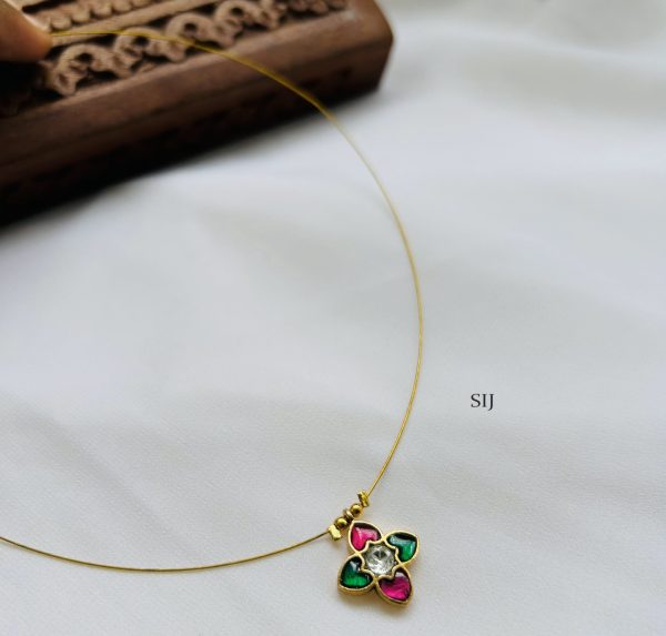 Traditinoal Jadau Flower Invisible Necklace