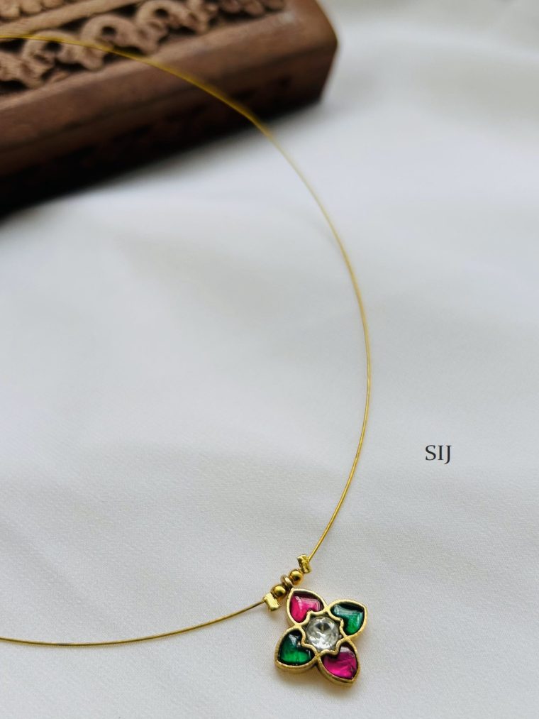 Traditinoal Jadau Flower Invisible Necklace