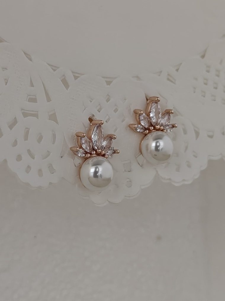 Rose Gold Pearl Drop Earrings