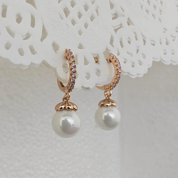 Sterling Silver AD Stones Studded Earrings with Pearl Drops