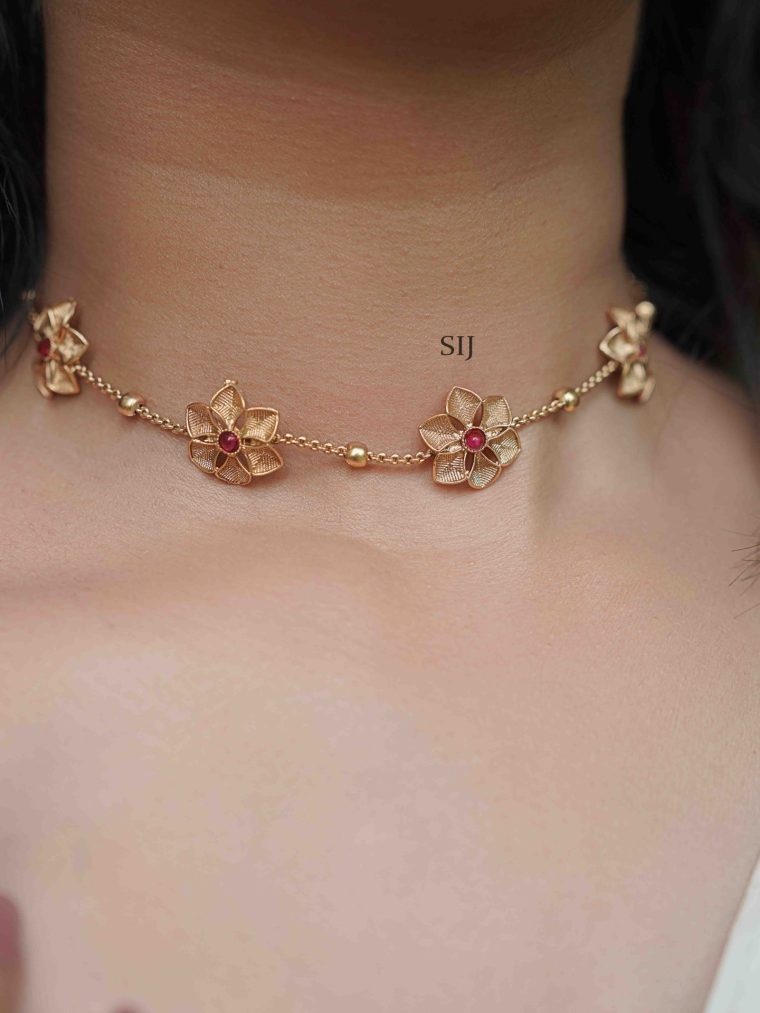 Imitation Floral Ruby Choker