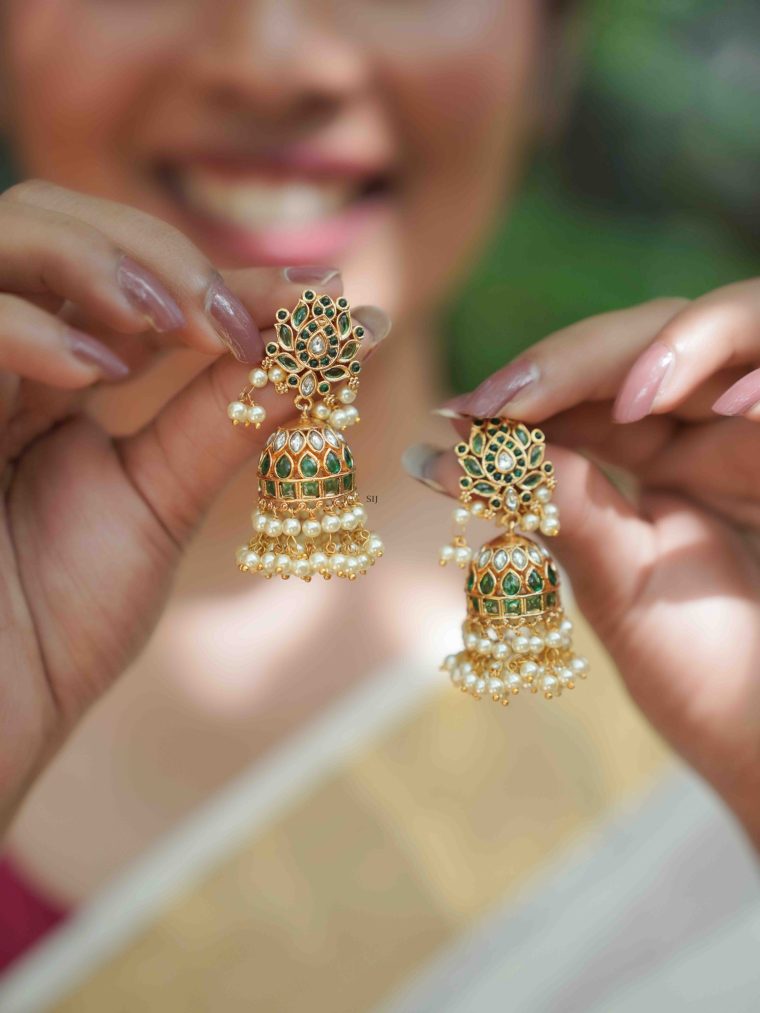 Artificial Pearl Drop Kemp Jhumkas