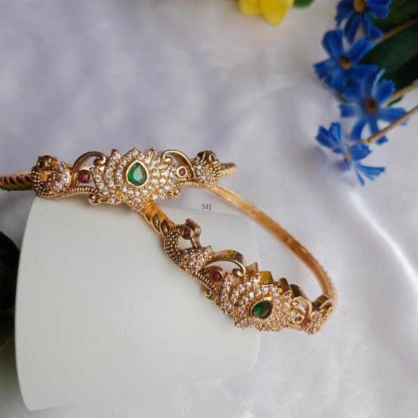 Dual Peacock Flower Design Kada Bangle