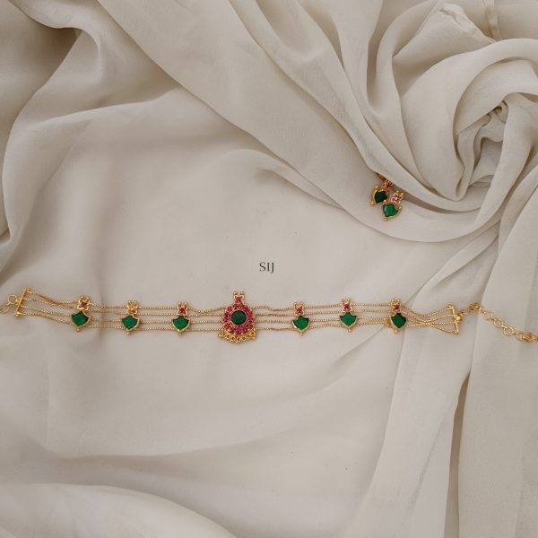 Gold Finish Ruby& Green Stones Palaka Choker