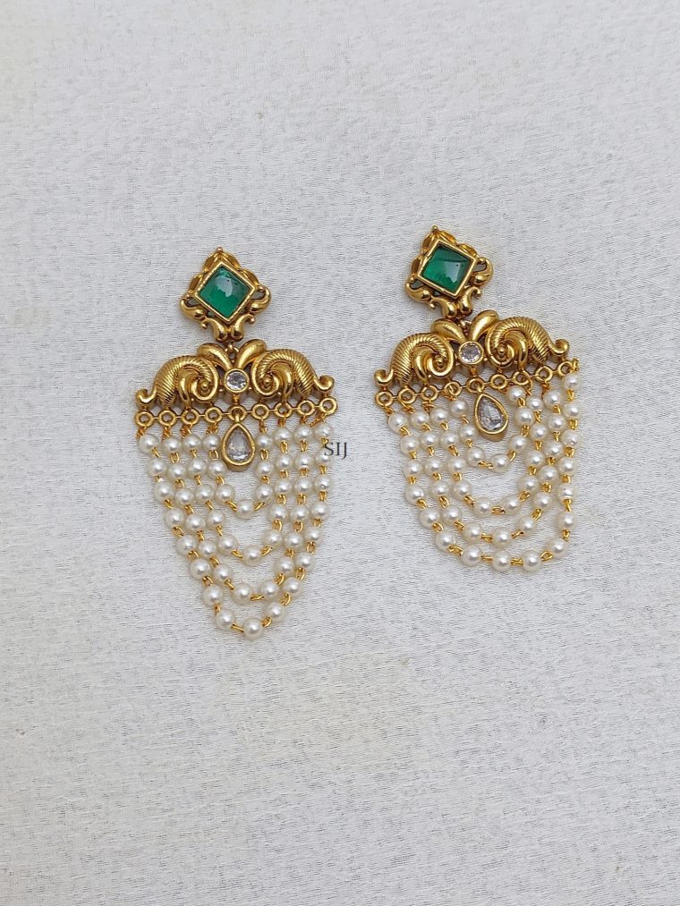 Gold Plated Pearl Layered Earrings