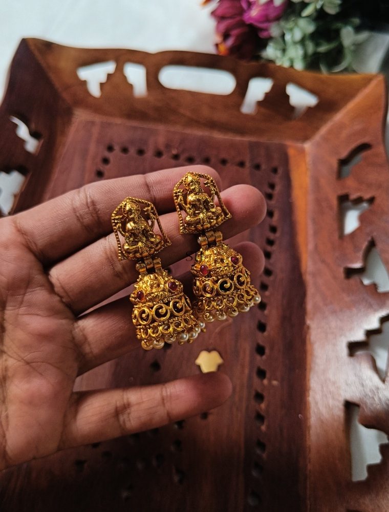 Pearl Drop Lakshmi Jhumkas