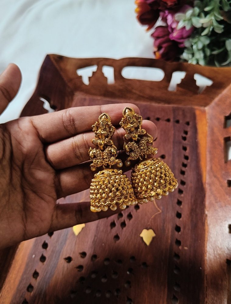 Traditional Lakshmi &Peacock Design Jhumkas