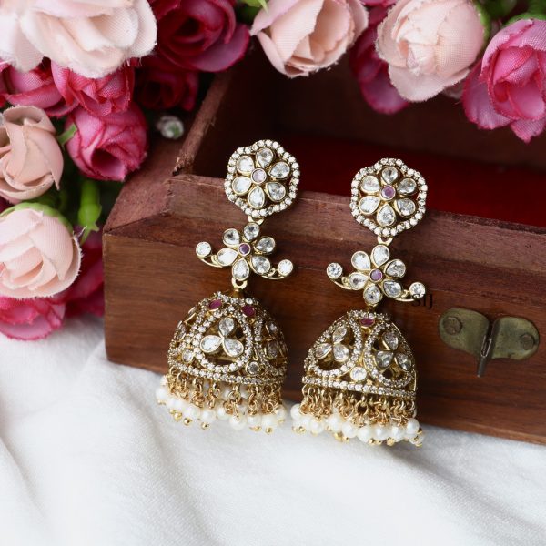 Artificial AD Stones Victorian Jhumkas